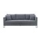 Armen Living Heritage Gray Fabric Upholstered Sofa with Brushed Stainless Steel Legs LCHT3GREY - alternate 1